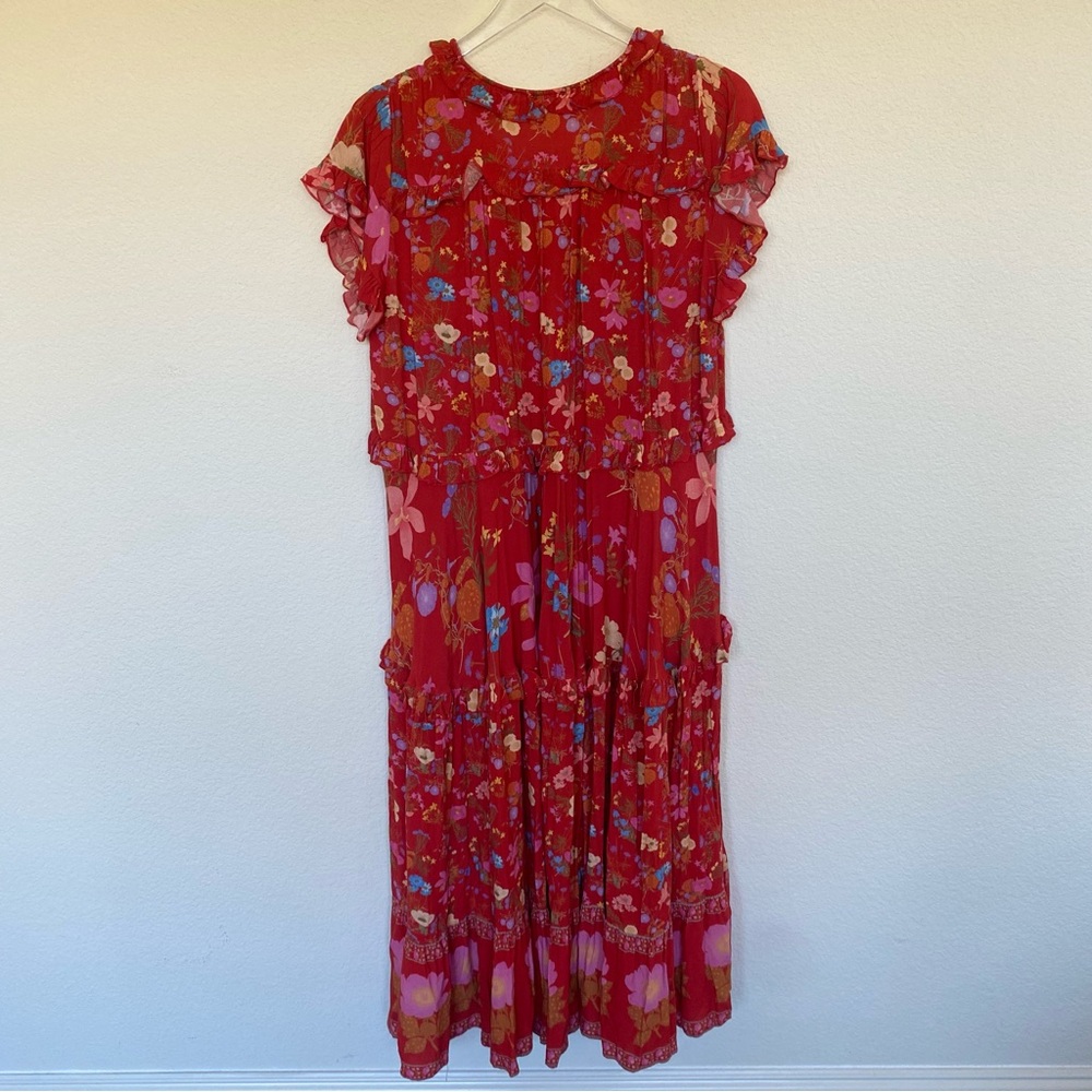 NWOT SPELL & THE GYPSY Free People Exclusive Wild Bloom Gown Crimson Cherry Red - Picture 5 of 12